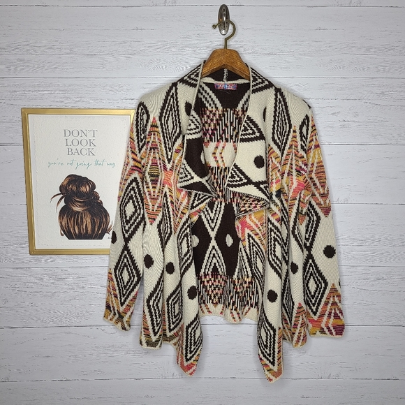 Selfie Couture Sweaters - Selfie Couture by Trendology Multicolored Open Front Cardigan